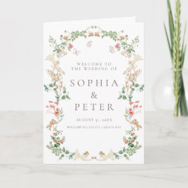 Wildflower Garden Floral Wreath Ceremony Program サンキューカード