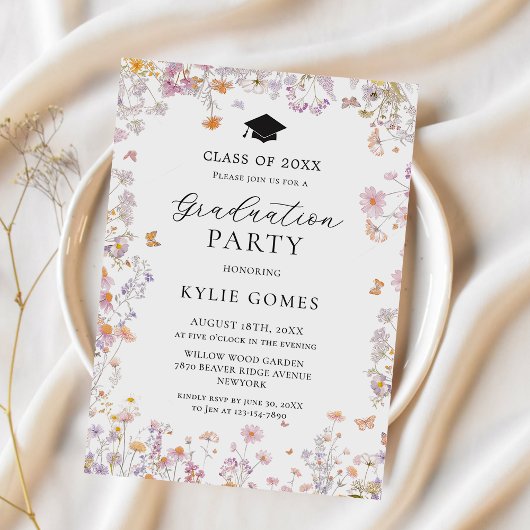 Wildflower Garden Graduation Party Invitation 招待状