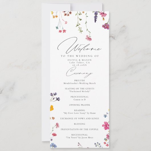 Wildflower Garden Modern Elegant Wedding Program (正面)