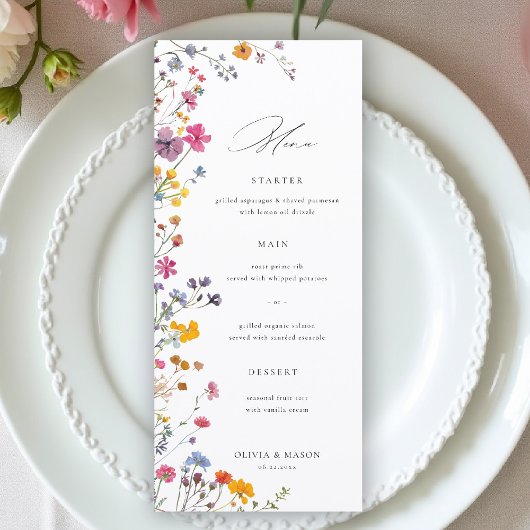 Wildflower Garden Modern Floral Elegant Wedding メニュー