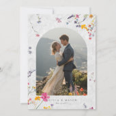 Wildflower Garden Modern Ivory Arch Photo Wedding サンキューカード (裏面)