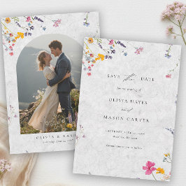 Wildflower Garden Modern Ivory Arch Photo Wedding セーブザデート
