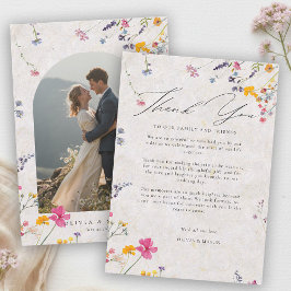 Wildflower Garden Modern Pink Blush Arch Wedding サンキューカード