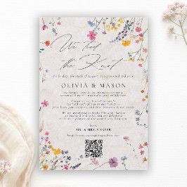 Wildflower Garden Modern Pink Wedding Announcement 招待状