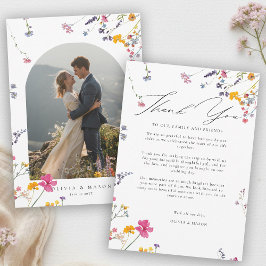 Wildflower Garden Modern Watercolor Arch Wedding サンキューカード