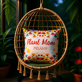 Wildflower Garden Plant Mom Throw Pillow クッション