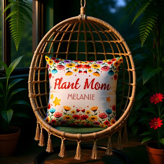 Wildflower Garden Plant Mom Throw Pillow クッション