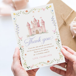 Wildflower Garden Princess Castle 1st Birthday サンキューカード