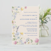 Wildflower Garden QRコード両面結婚式 招待状 (スタンド正面)