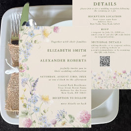 Wildflower Garden QRコード両面結婚式 招待状