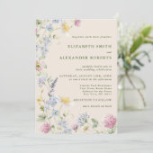 Wildflower Garden QRコード両面結婚式 招待状 (スタンド正面)