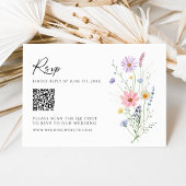 Wildflower Garden QR Code Wedding RSVP Card