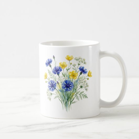Wildflower Garden Watercolor Art コーヒーマグカップ (右)