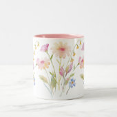 Wildflower Garden Watercolor Floral Two-Tone Coffe ツートーンマグカップ (中央)