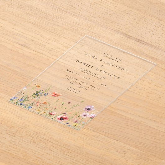 Wildflower Garden Wedding アクリル招待状 (レイダウン)