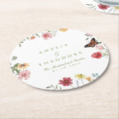 Wildflower Garden Wedding ラウンドペーパーコースター (アングル)