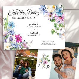 Wildflower Garden Wedding 3フォトモノグラム セーブザデート