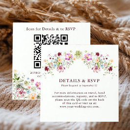 Wildflower Garden Wedding Details & RSVP QRコード エンクロージャーカード