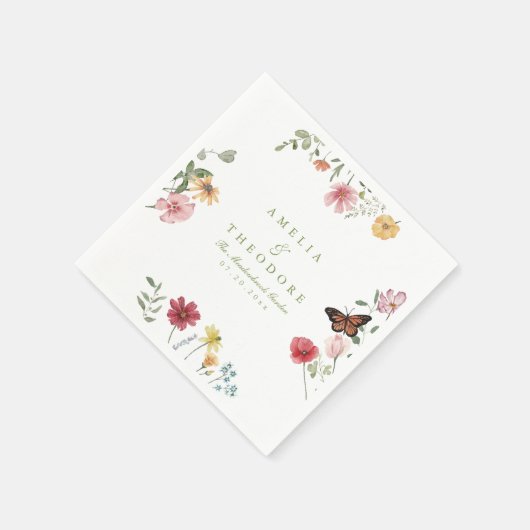 Wildflower Garden Wedding Napkins スタンダードカクテルナプキン (角)