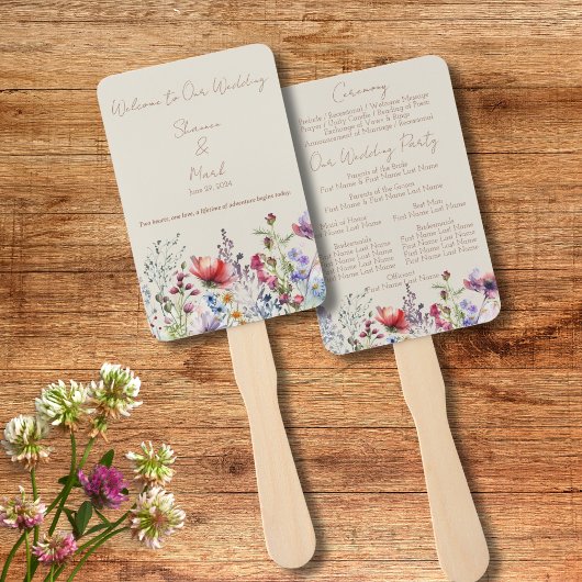 Wildflower Garden Wedding Program Hand Fan ハンドファン