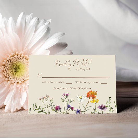 Wildflower Garden Wedding RSVP カード