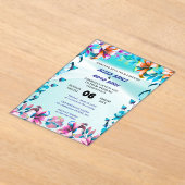 Wildflower Gatefold Wedding Invitation, Pretty Wed アクリル招待状 (レイダウン)