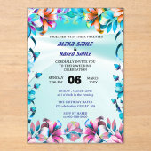 Wildflower Gatefold Wedding Invitation, Pretty Wed アクリル招待状 (正面)