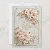 Wildflower Gilded Ticket Frame Wedding 招待状 (正面)