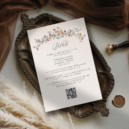 Wildflower Grace Elegant QR Code Wedding Details エンクロージャーカード