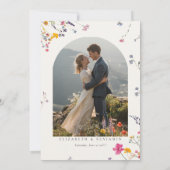 Wildflower Grace Modern Watercolor Photo Wedding セーブザデート (裏面)