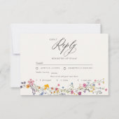 Wildflower Grace Watercolor Elegant Wedding Meal 出欠カード (正面)