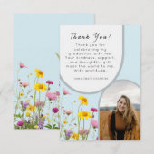 Wildflower Graduation Arch Photo エレガント Thank You サンキューカード (正面/裏面)