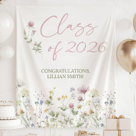 Wildflower Graduation Backdrop, Graduation Photo タペストリー