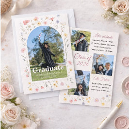 Wildflower graduation invitation 招待状