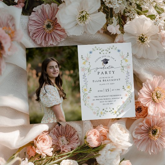 Wildflower Graduation Party Invitation 招待状