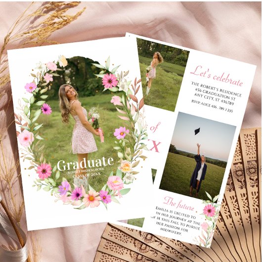 Wildflower Graduation Party photo 招待状