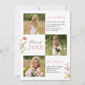 Wildflower Graduation Party Photo Collage 招待状 (裏面)