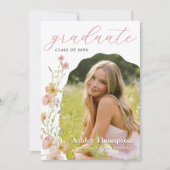 Wildflower Graduation Party Photo Collage 招待状 (正面)