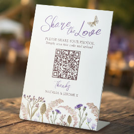 Wildflower grass watercolor fall wedding QR 台座サイン