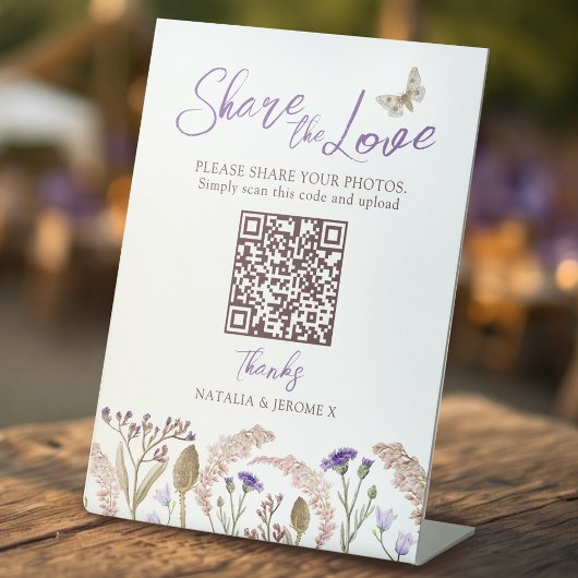 Wildflower grass watercolor fall wedding QR 台座サイン