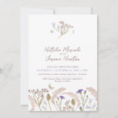 Wildflower grasses watercolor fall wedding 招待状 (正面)