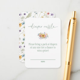 Wildflower Green Baby Shower Diaper Raffle Card エンクロージャーカード