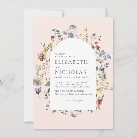 Wildflower+Greenery+Botanical+Wedding 招待状 (正面)