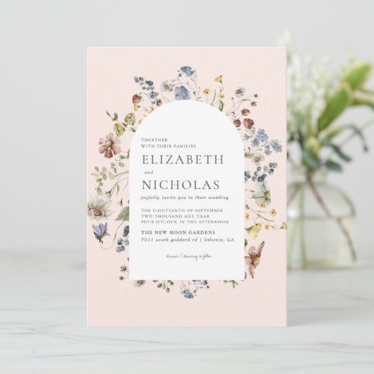 Wildflower+Greenery+Botanical+Wedding 招待状 (スタンド正面)
