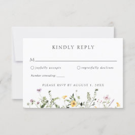 Wildflower Greenery Wedding RSVPエレガント応答 招待状