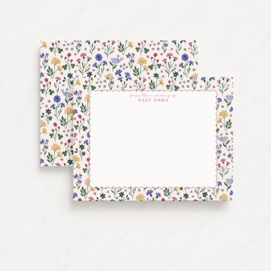 Wildflower Hand Painted Scalloped Border card 招待状