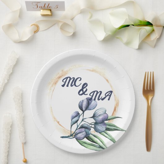 Wildflower Harmony Custom Floral Party Plate ペーパープレート (ウェディング)