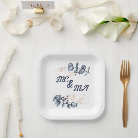 Wildflower Harmony Floral Party Plate ペーパープレート (ウェディング)