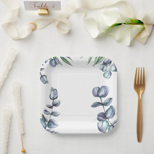 Wildflower Harmony Rustic Floral Plate ペーパープレート (ウェディング)