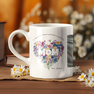 Wildflower Heart 母の日 3枚の写真コラージュ コーヒーマグカップ